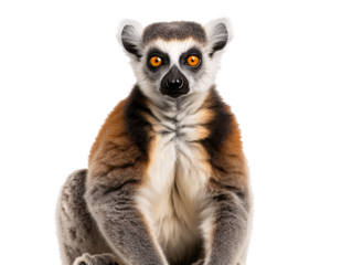 a lemur with orange eyes