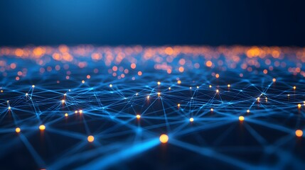 Abstract Network of Glowing Lines and Nodes