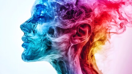 Abstract Female Portrait with Colorful Smoke