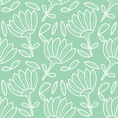 Vector Leaves Pattern In Doodles Style Endless Print
