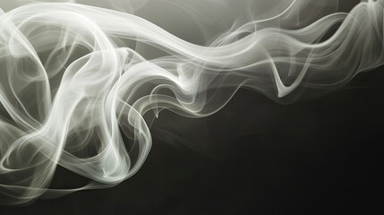 Obraz premium Soft, misty smoke rising in delicate spirals, forming an abstract pattern on a gradient background from black to dark gray.