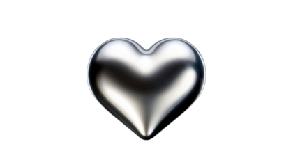 3d chrome metal organic fluid heart shape 