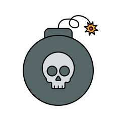 Skull Bomb Icon Illustration