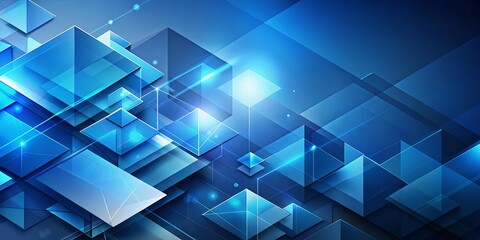 Abstract Geometric Shapes in Vibrant Blue Hues with Light Emitting from Within