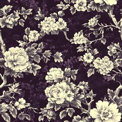 Elegant High Contrast Toile de Jouy Seamless Pattern