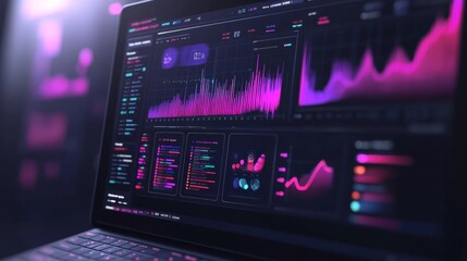 Obraz premium Laptop with Financial Data and Charts.