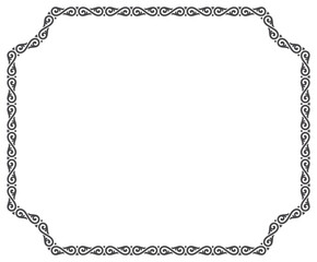 Vector rectangle frame with decorative, intricate pattern of swirling lines and shapes. Isolated on white background