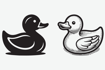 Cute duck vector silhouette illustration