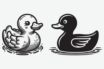 Cute duck vector silhouette illustration