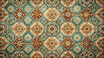 Intricate Floral Tile Design With Green And Brown Hues