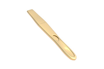 Golden pregnancy test isolated on white background. 3d render