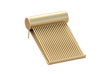Golden solar heater isolated on white background. 3d render