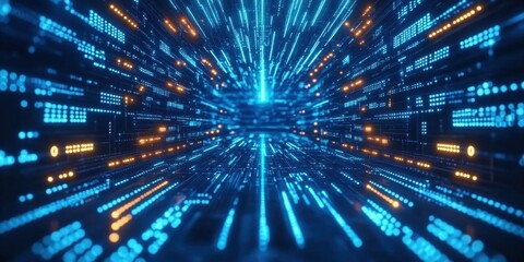 Naklejka premium abstract technology background with blue and orange lights