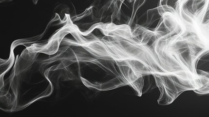 Obraz premium Thin trails of white smoke curling in a mesmerizing pattern against a dark gradient background, evoking a sense of movement.