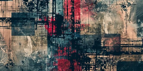 A striking abstract artwork featuring geometric patterns and bold colors, perfect for modern and contemporary design projects.