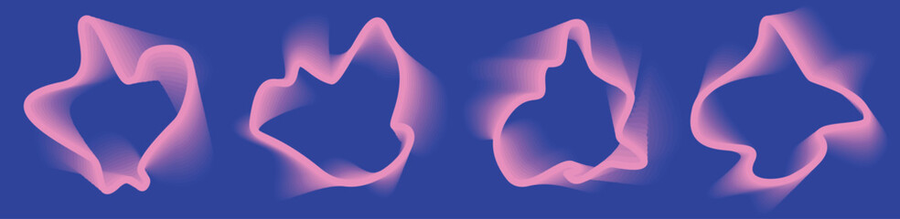 Abstract flowing wave shape with colorful soft tone. Frame border    swirl line created using blend tool.  Design element in purple and pink gradient color background. Vector