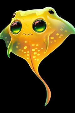 recommend clip art: Cute Cartoon Stingray with Big Eyes