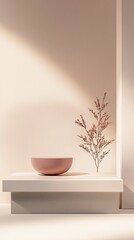 Design a minimalist and aesthetic podium to promote a product, combining sleek lines and modern elegance for maximum visual appeal