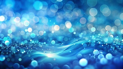 Abstract Blue Background with Glimmering Lights and Wavy Lines