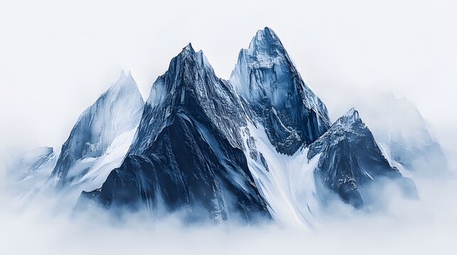 Majestic Mountain Peaks Emerging From Clouds
