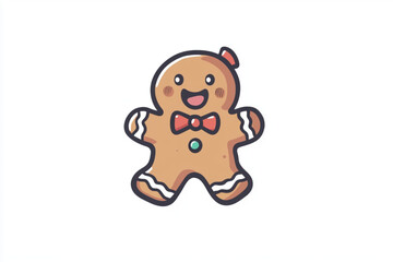 Fototapeta premium A Vector stylized logo of cute and funny gingerbread christmas character, isolated on white background).eps