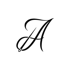 script letter a initial  with sewing needle logo