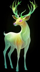Obraz premium Magical Green Deer Illustration
