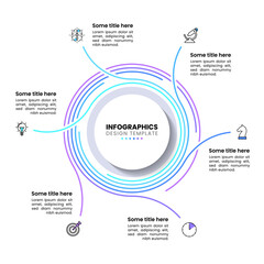 Infographic template. Circle with lines and 6 steps