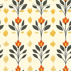 Organic Floral Pattern with Leafy Design Elements