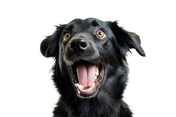 Black happy surprised dog.