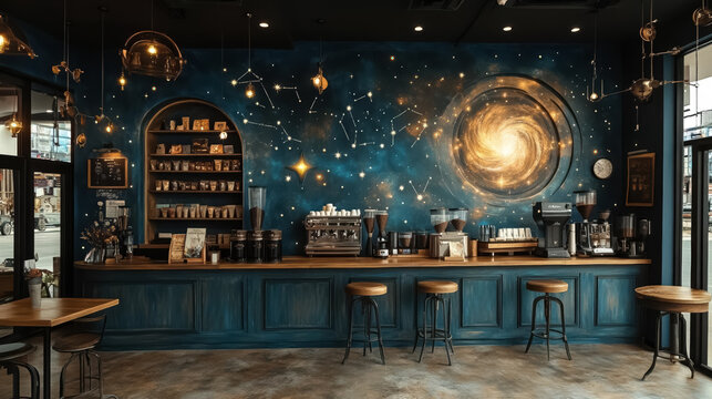 coffee shop with an astronomy theme