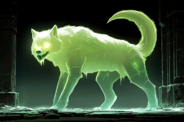 Fototapeta premium Glowing Wolf in the Ruins