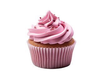 a cupcake with pink frosting