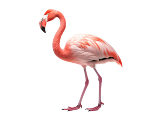 a flamingo standing on a white background