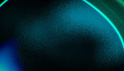 A grainy, textured image with a black background. A gradient of blue and green light is visible across the top right corner, fading into the black. The bottom left corner shows a faint blue glow.