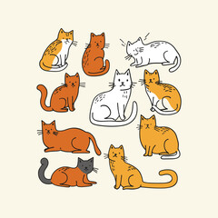 Fototapeta premium Cat Hand Drawn Doodle Vector Design
