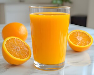 Orange juice has many health benefits, such as high vitamin C, which helps boost immunity, and can be used in images to convey a sense of freshness or as a beverage in advertisements and food menus.