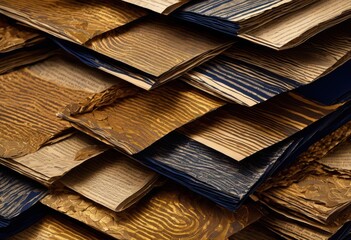 Naklejka premium intricate close view detailed textured newspaper stacks showcasing rich tones ink patterns delightfully complex arrangements, print, black, white, design