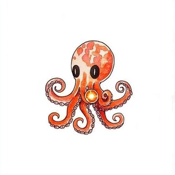 recommend clip art: Cute Cartoon Octopus with Glowing Eye