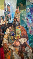 Fototapeta premium Collage Portrait of a King: A Masterpiece of Modern Art