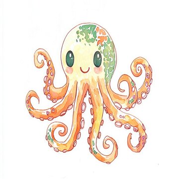 recommend clip art: Cute Cartoon Octopus Illustration