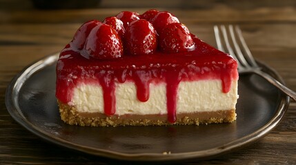 Classic Strawberry Cheesecake with Golden Crust