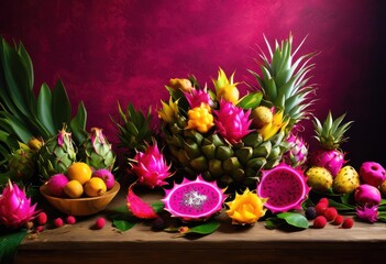 vibrant assembly fresh fruits featuring unused edibles eye catching colors rich textures, apple, banana, berry, citrus, grape, kiwi, melon, orange