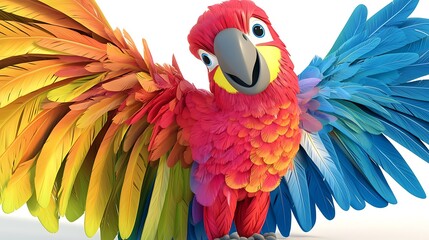 Obraz premium Vibrant 3D Cartoon Parrot Design