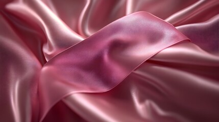 Obraz premium Resilient Ribbon Shimmering pink satin material cascades across the frame conveying the elegance movement and form of breast cancer survivorship and community