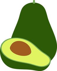 Whole and half avocado vector
Isolated fresh avocado svg.
Half avocado with seed vector illustration design.
