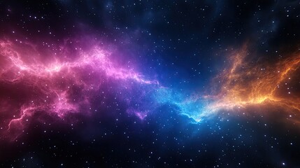 Naklejka premium A stunning cosmic image featuring vibrant nebula colors, showcasing the beauty and mystery of outer space.