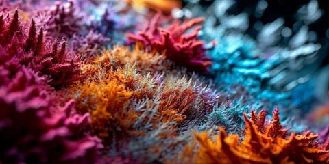 Obraz premium A colorful underwater scene with a variety of plants and flowers