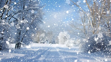 Christmas Background with Blue Snowflakes Winter