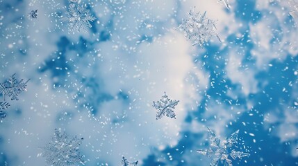 Obraz premium Christmas Background with Blue Snowflakes Winter